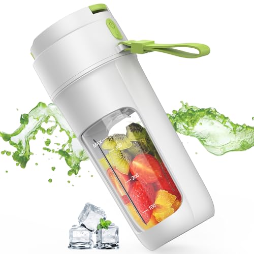 Angashion ジューサー ミキサー 小型 【2025革新強化版】スムージー 氷も砕ける 野菜 果物 離乳食用 栄養補充 一台多役 一人用 充電式 お手入れ簡単 340ML 22000回転バッテリー 持ち運びやすい Type-C充電ポート アウトドア 旅行 出張 オフィス