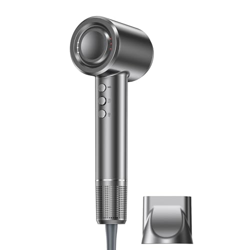 ドライヤー【2025進化モデル・20s速乾】大風量 高速ヘアドライヤー 2億高濃度マイナスイオン 静電気抑制 NTC温度制御システム 過熱保護 恒温ヘアケア 髪質改善 5段階温度調節&3段階風量 【温冷リズム】 マグネット式ノズル付き 小型 コンパクト 静音 軽量