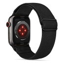 弾性スポーツソロループ コンパチブル Apple Watch バンド49mm 46mm 45mm 44mm 42mm、ナイロン編組スポーツループ、用ベルトApple Watch SE2 SE シリーズ 10/9/8/7/6/5/4/3/2/1用 (ブラック)(4)
