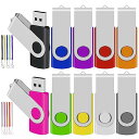 TEWENE USBメモリ 4GB 10個セット 10色 回転式 フラッシュメモリー フラッシュドライブ USBフラッシュメモリー USB2.0 コンパクト ストラップ付 (4GB, 10色)