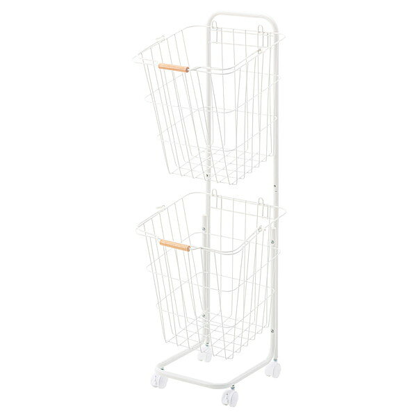 東谷L AZUMAYA バスケット ワゴン 幅:37×奥行:40×高さ:107cm LFS-881 WH LFS-881WH