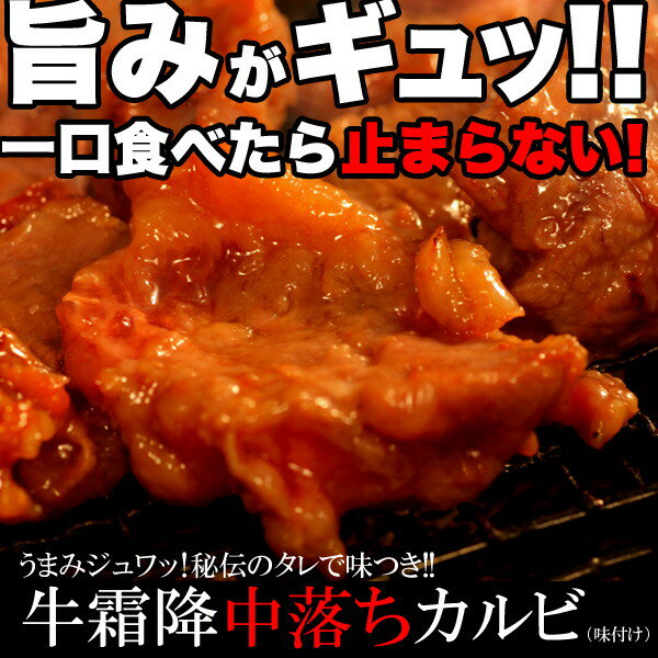 うまみジュワッ！秘伝のタレで味つき 牛霜降 中落ちカルビ どっさり 500g （味付け） ［A冷凍］