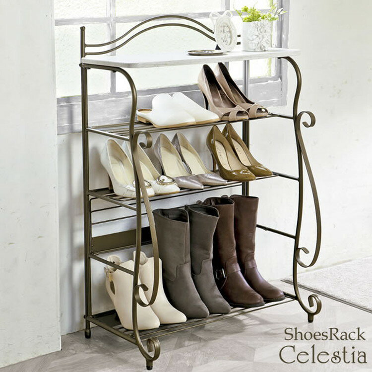 Celestia セレスティア シューズラック ゴールド 幅:62cm 奥行:36cm 高さ:92.5cm