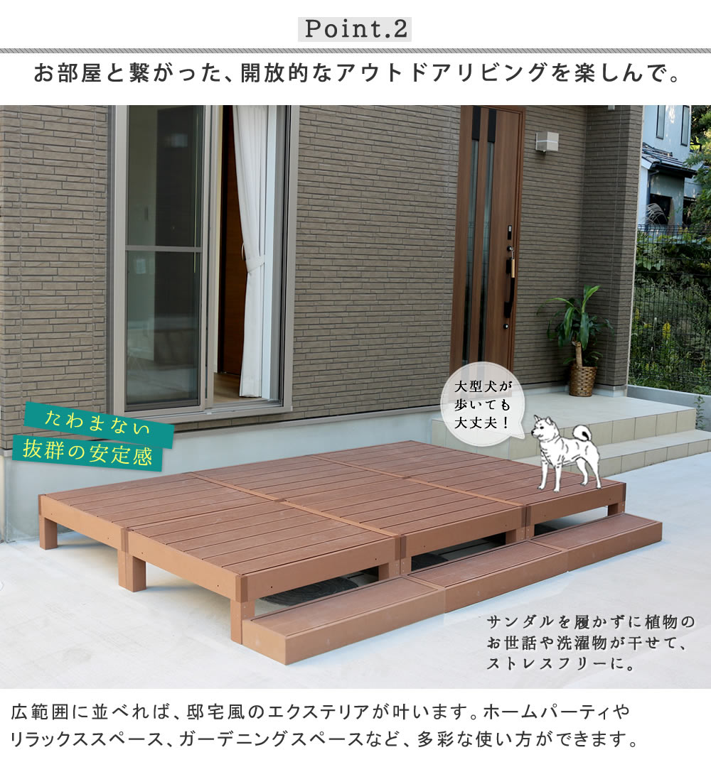 縁側pwde 8p Sfset Mokomoko青山ウッドパネルセット本格的ベランダベンチ 縁台簡単組立人気屋外庭新築diy ライトブラウンステップ フェンスセット送料無料ecofeel エコフィール 8台腐らない人工木ウッドデッキ縁台テラス