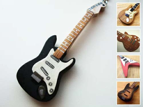 アニマルストアー 木製楽器のストラップ エレキギター 長さ6～7.5cm 木製 フィリピン製 個別包装 全5種