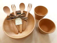 結婚祝い ギフトセット-20(木-深皿×2 コップ×2 スプーン×2 フォーク×2)木製食器 ギフト箱入 無料ラッピング ペアセット