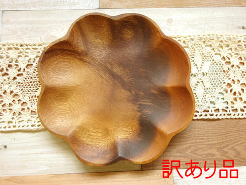 【訳あり】クレエ アカシアトレイ フラワー L 直径23cm 木製 花型