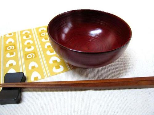 かのりゅう 新刷毛目 飯椀 根来 直径12cm 木製 赤