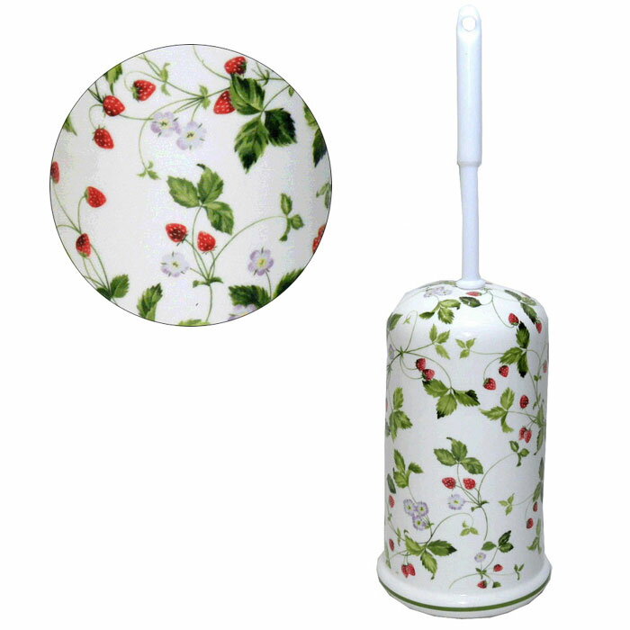 ロイヤルアーデン トイレブラシ グリーン 陶器 イチゴ柄　39276 トイレブラシ立て　トイレブラシスタン..