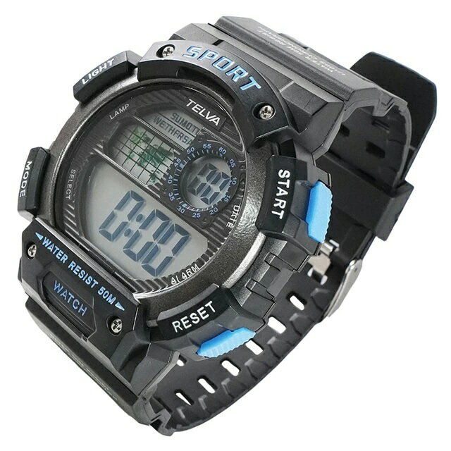 クレファー TELVA テルバ デジタルウオッチ ストップウォッチ機能付き TE-D282-BL / TE-D282-RD