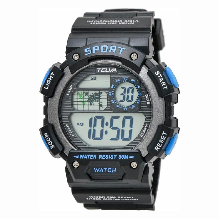 クレファー TELVA テルバ デジタルウオッチ ストップウォッチ機能付き TE-D282-BL / TE-D282-RD