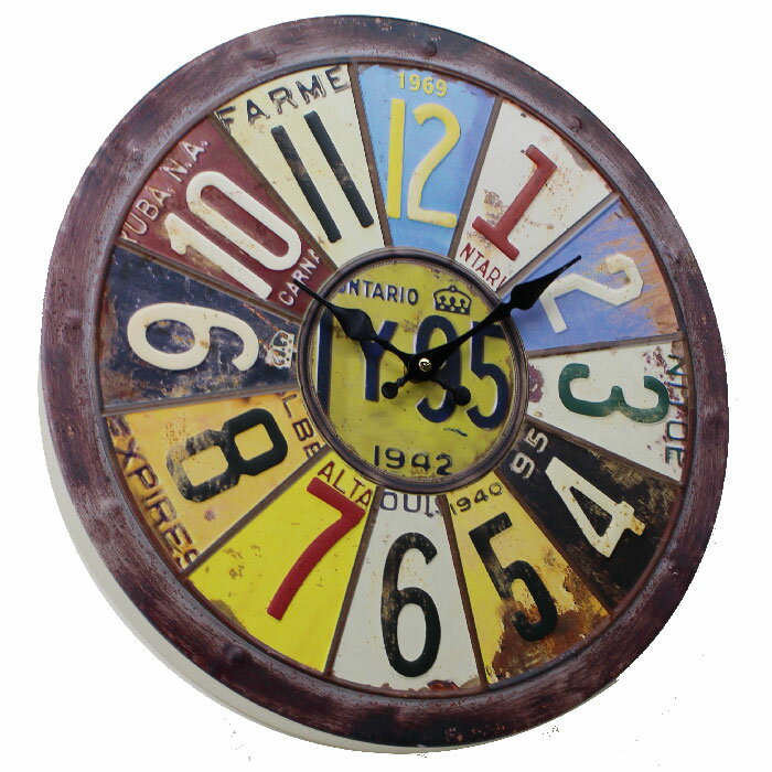 掛け時計 アンティーク エンボスクロック NUMBER PLATE ナンバープレート HLCQ4916 アメリカン雑貨 [2]