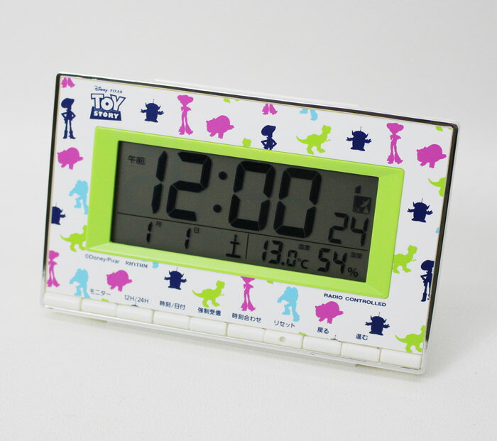 リズム時計 トイ ストーリー 目覚まし時計 電波 デジタル時計 温度湿度表示 カレンダー 8RZ133MC05 ディズニー PIXAR【あす楽対応】送料無料