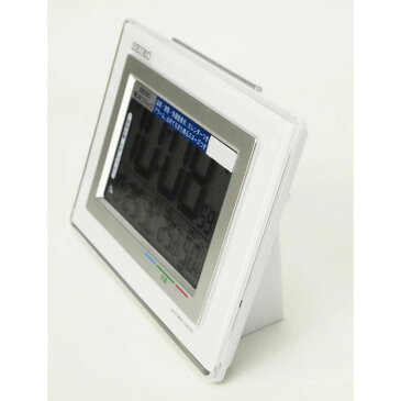訳あり特価! セイコー 電波目覚まし時計 デジタル 温度計 湿度計 カレンダー 電子音アラーム 白 SQ686W 【あす楽対応】送料無料 電波時計 置き時計