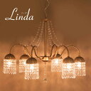 クリスタルガラス シャンデリア LINDA リンダ6灯 ゴールド E12/水雷型 LINDA P6D-GO お取り寄せ品 天井照明 秋月貿易