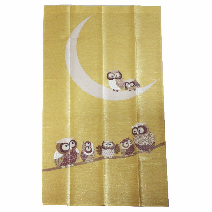 のれん 金糸使用　宿りふくろう ゴールド　13703　85x150cm　割れなし