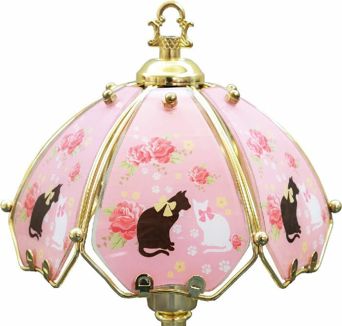 ロイヤルアーデン テーブルランプ 卓上ランプ 調光式 タッチランプ S ネコ柄 ピンク 29566