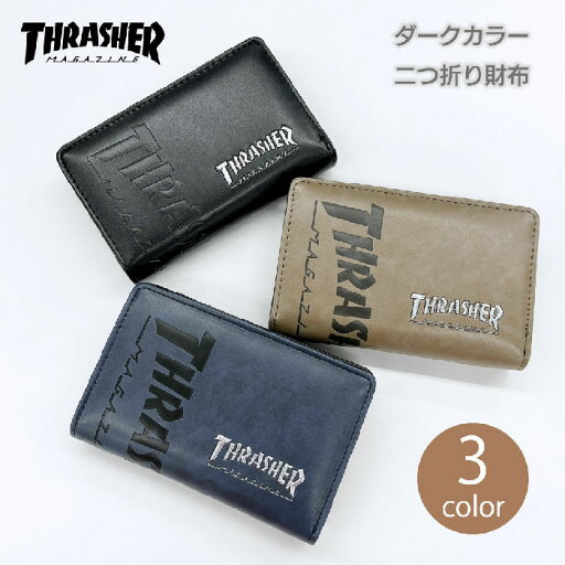 THRASHER スラッシャー ダークカラー 二つ折り コンパクト 財布 深札入れ THS-0053 THRASHER スラッシャー ダークカラー 二つ折り コンパクト 財布 深札入れ THS-0053