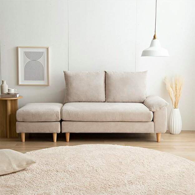【ポイント7倍！今晩20時開始】長椅子 おしゃれ Mellow オットマン付き2人掛けカウチソファ シンプル ナチュラル 北欧風 高級感 クッション性 モダン ふかふか リビング ダイニング 一人暮らし