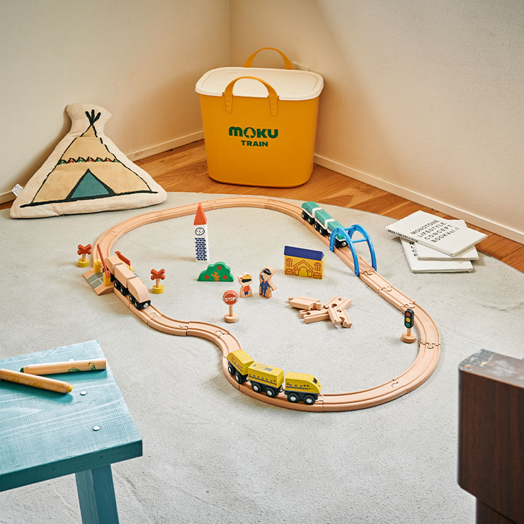 木製トレイン 木製電車とレールセット moku TRAIN(モクトレイン) おもちゃ 玩具 キッズ 子供 子ども こども 男の子 新幹線 トレイン レール はやぶさ ドクターイエロー オリジナル 3歳 誕生日 お祝い プレゼント 贈り物 ギフト