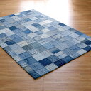 【ポイント5倍】インド製 ラグ カーペット Patchwork denim rug(パッチワーク デニム ラグ) 200x140cm WE-130 ラグ デニムラグ カーペット 長方形 ラグマット ジーパン ポケット ジーンズ