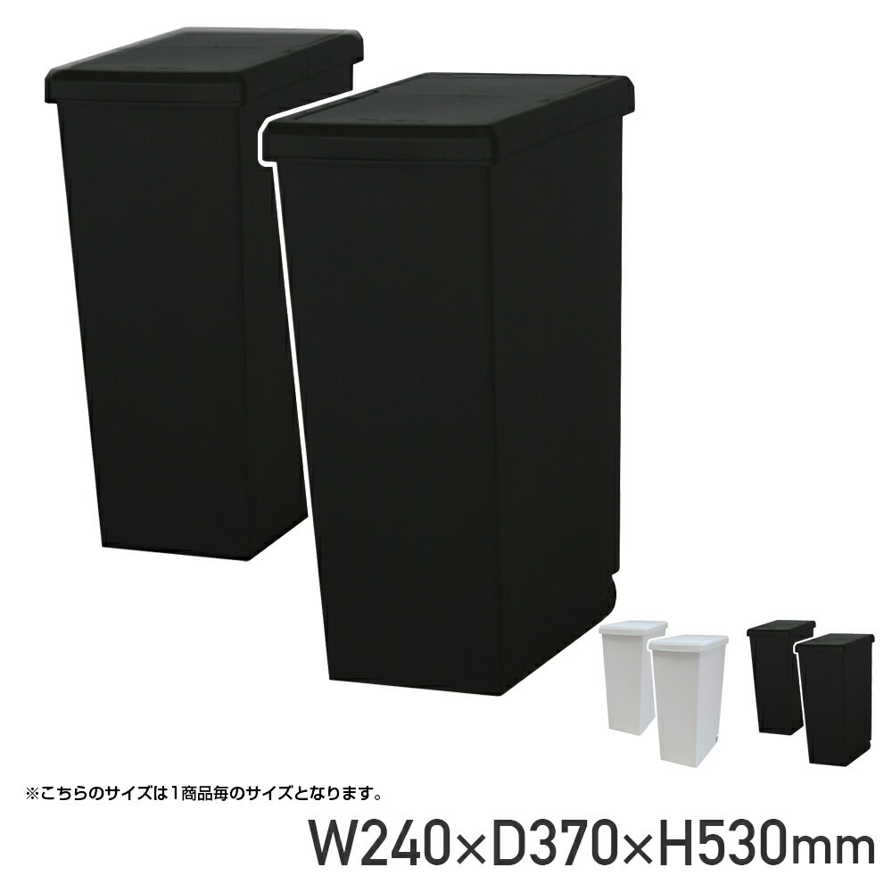 【配送無料】スライドペール30L 2個セット W240 D370 H530 ダストボックス ゴミ箱 収納家具 蓋付き ワンタッチ式 スライドオープン 棚下 カウンター下 30Lタイプ 袋止め 引手 キャスター 水洗い可能 2個セット コンパクト 幅 24cm 奥行 37cm 高さ 53cm ホワイト/ブラック