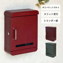 壁掛けポスト ヴァレンテ W310 D165 H400 ポスト 収納家具 壁掛けタイプ ステンレス取手 シリンダー錠 スリット窓 エンボス加工 曲線加工 盗難防止対策 ゆうパック レターパック ミッドセンチュリー 幅31cm 奥行16.5cm 高さ40cm ボルドー/フォレストグリーン