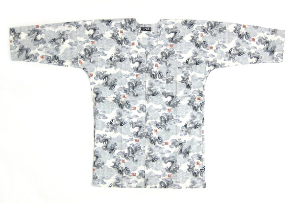 鯉口シャツ 大人用 龍柄 白色【メール便発送】