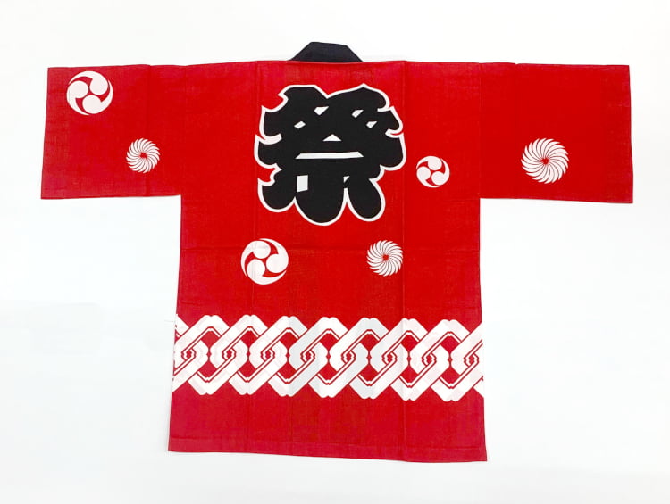 はっぴ（法被） 子供用 特大 身長135～145cm用 赤色