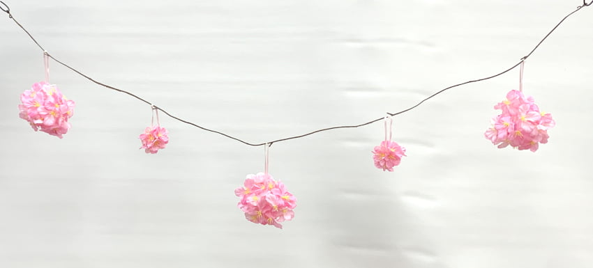 乐天商城 - 造花 ポンポン桜ガーランド 120cm