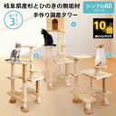 【 P10倍 anan 25ans 2誌掲載 22日から27日 5%offクーポン 】 国産 杉 桧 シンプル キャットタワー 60シリーズ 上りやすい シニア猫 ハウス 木製 据え置き型 スリム 無垢材 猫 猫タワー 爪とぎ 丈夫 大型猫 多頭飼い