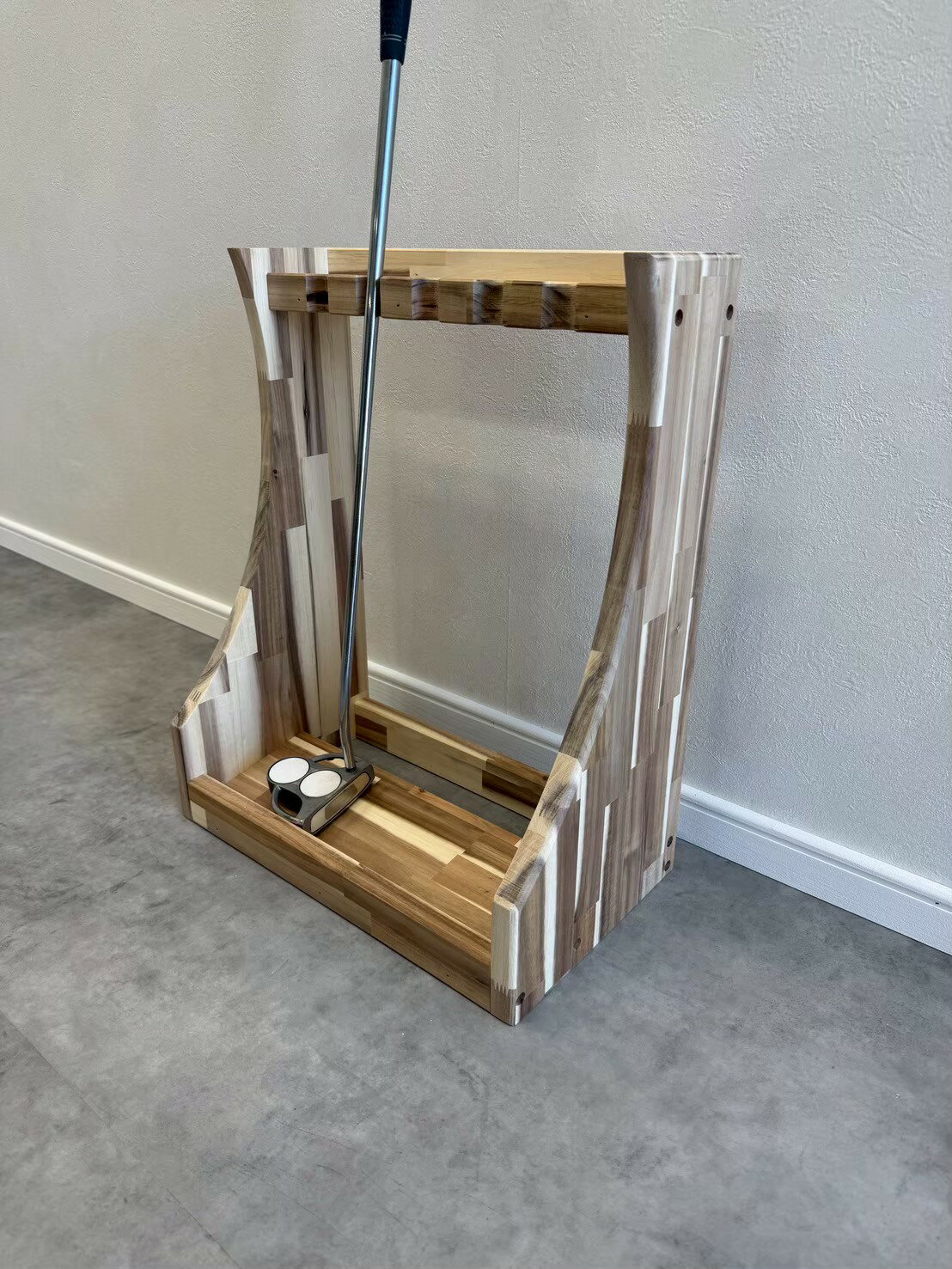 【ac5】パタースタンド幅400×奥行320×高さ500mm アカシア ゴルフ アウトドア 収納 北欧風 木製 DIY 集..