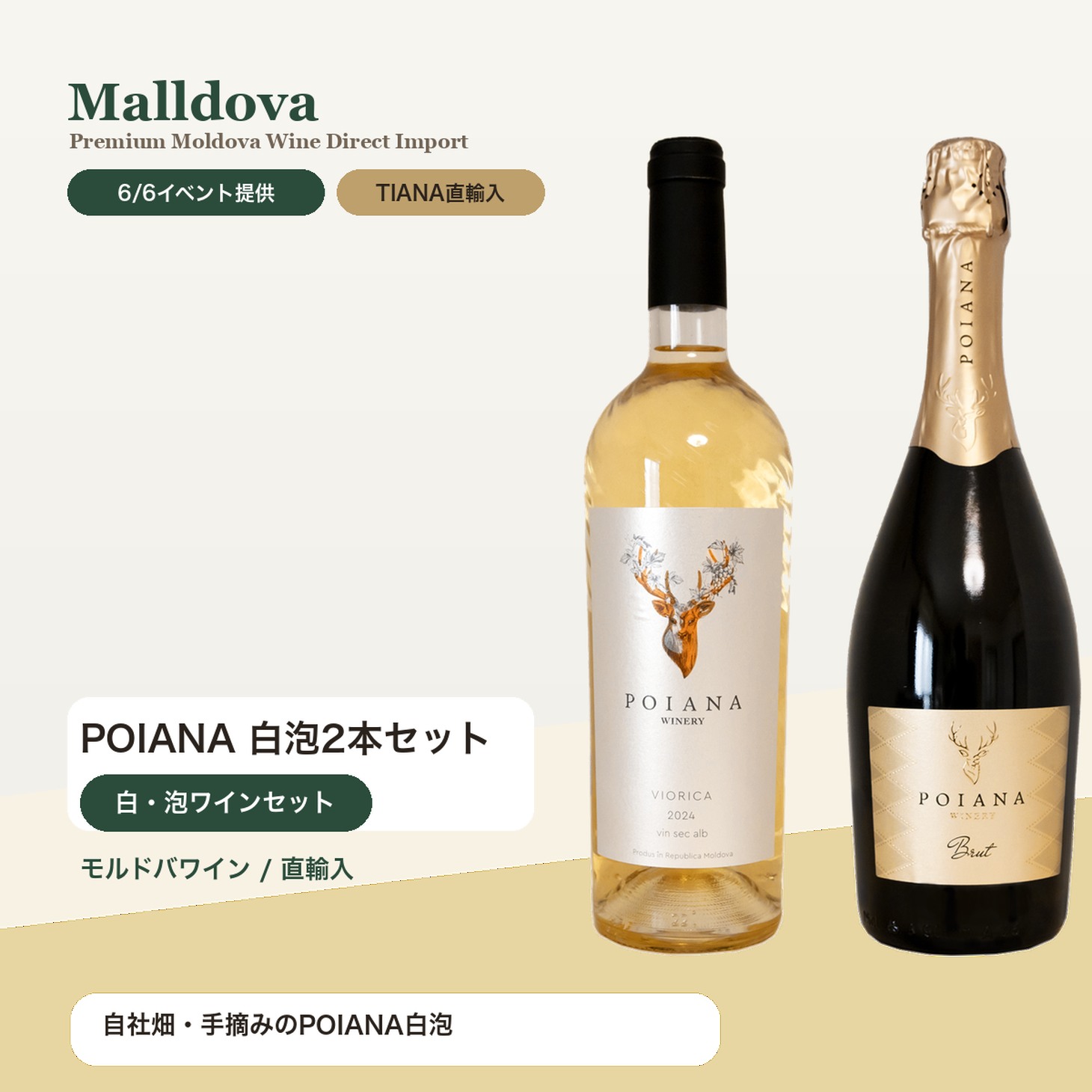 モルドバワイン セット 飲み比べ ギフト POIANA ポイアナ 白・泡2本セット 日本初上陸 当店限定 辛口 ライト 東欧ワイン