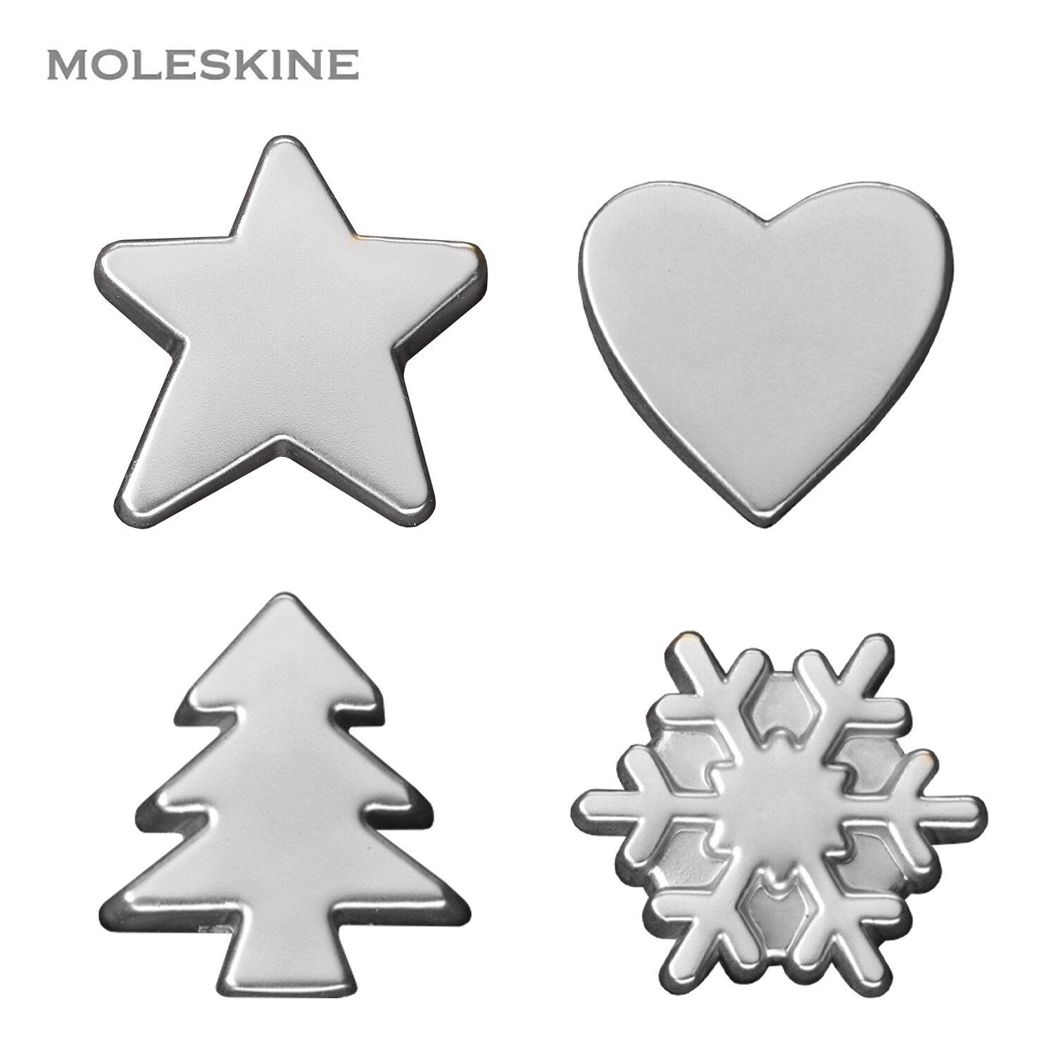 【モレスキン公式店 限定ショッパー付】 モレスキン ピン モチーフ ハート スター 星 クリスマスツリー スノーフレーク 雪 シルバー ノートアクセサリー