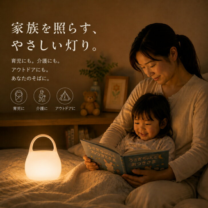 ナイトライト 授乳ライト おむつ交換ライト ベッドサイドランプ 充電式 Type-C充電 ポータブルライト シリコンライト コードレス 三段階調光 虹色ライト 子供部屋 寝室 枕元 ペット散歩 キャンプ アウトドア 持ち運び可能　授乳ランプ