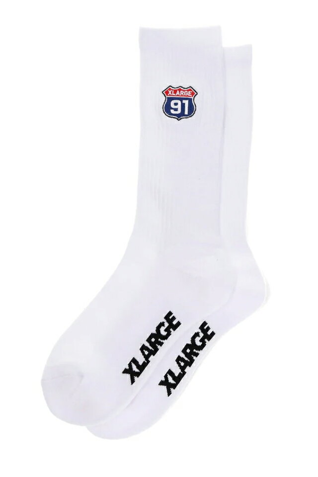 XLARGE エクストララージ 101234054003 XL 91 EMBROIDERED SOCKS XLARGE ソックス WHITE 正規通販 メンズ レディース