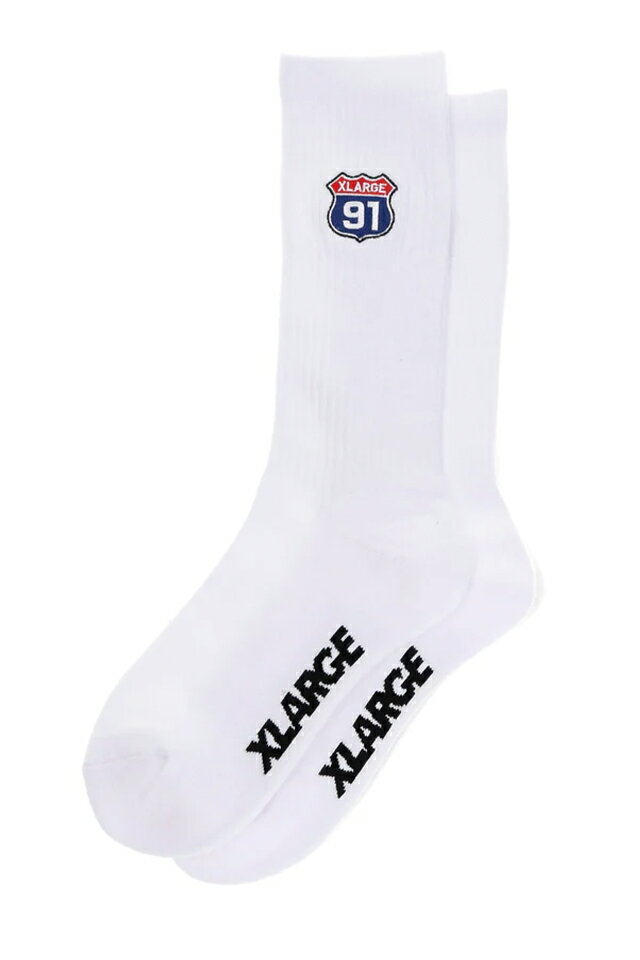 XLARGE エクストララージ 101234054003 XL 91 EMBROIDERED SOCKS XLARGE ソックス WHITE 正規通販 メンズ レディース xlarge