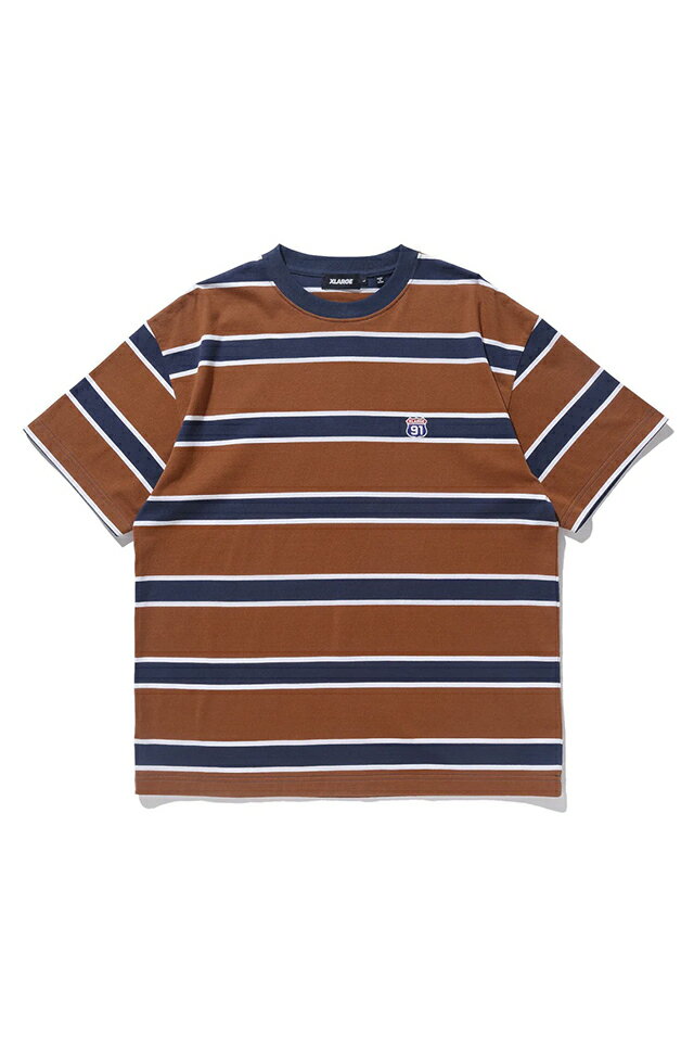 最大10%OFFクーポン XLARGE エクストララージ 101241011013 XL91 STRIPED S/S TEE XLARGE ボーダーTシャツ BROWN 正規通販 メンズ レディース