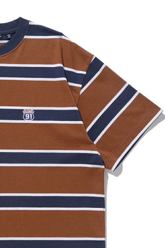 最大10%OFFクーポン XLARGE エクストララージ 101241011013 XL91 STRIPED S/S TEE XLARGE ボーダーTシャツ BROWN 正規通販 メンズ レディース