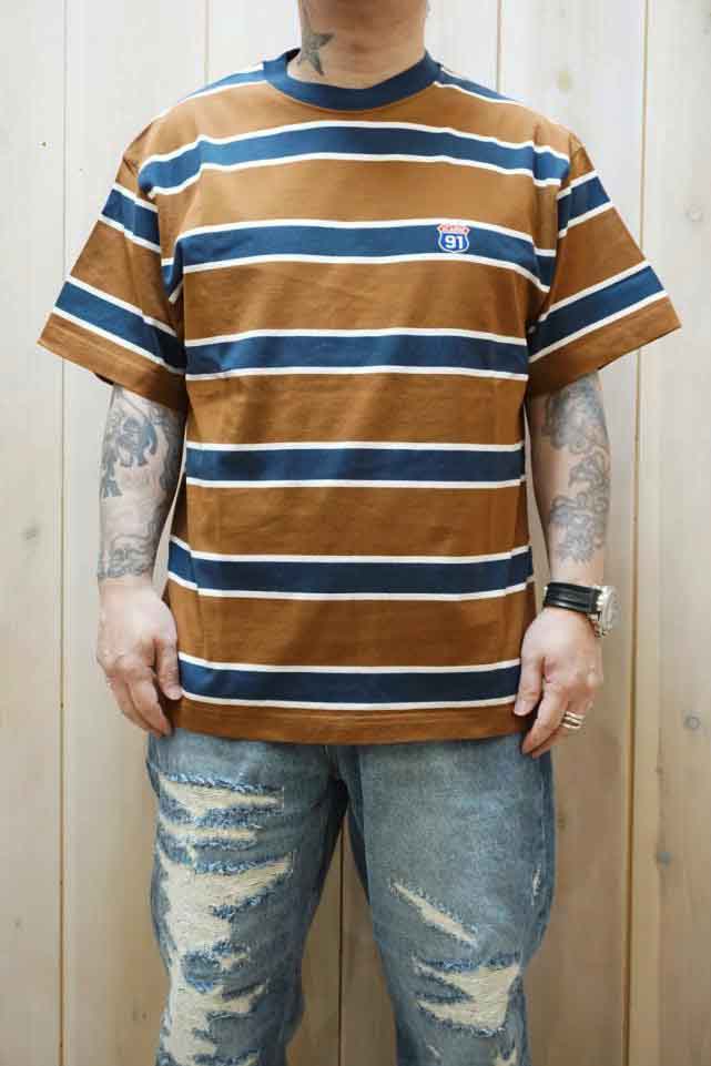 最大10%OFFクーポン XLARGE エクストララージ 101241011013 XL91 STRIPED S/S TEE XLARGE ボーダーTシャツ BROWN 正規通販 メンズ レディース