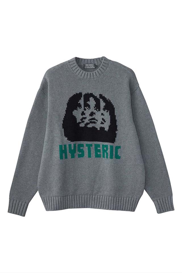 HYSTERIC GLAMOUR ヒステリックグラマー 02253NS04 MULTI WOMAN編込 セーター TOP GRAY 正規通販 メンズ