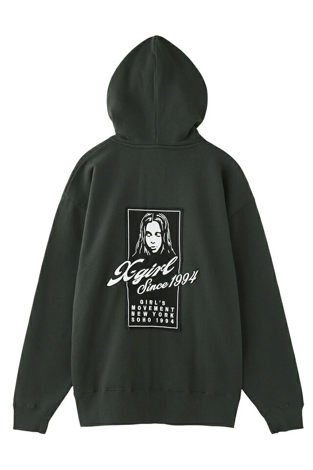 X-girl エックスガール 105253012005 FACE BOX PATCH ZIP UP SWEAT HOODIE ジップパーカー CHACOAL 正規通販 レディース(4)