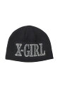 セール30%OFF X-girl エックスガール 105252051005 RHINESTONE ROMAN TYPE LOGO BEANIE ビーニー BLACK 正規通販 レディース