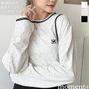 綿100%天竺. 配色ラインリブロゴ刺繍ロングTシャツ