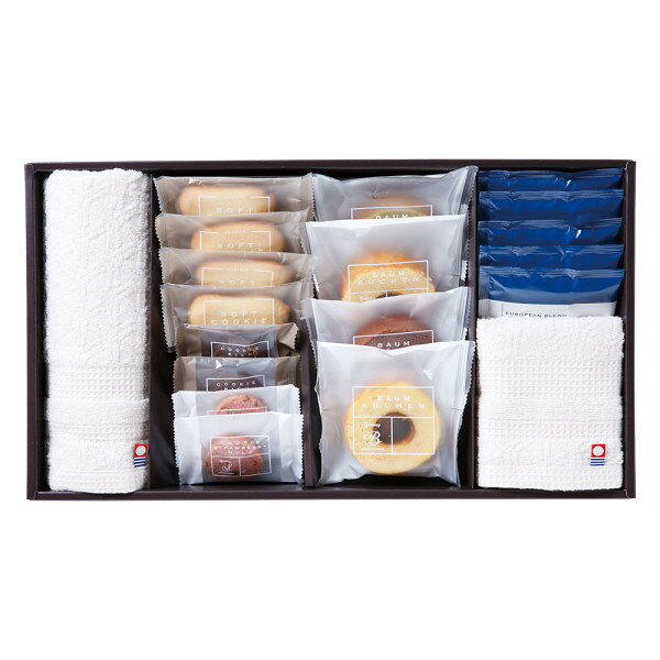 「AND BAUM アンドバウム クラッシーギフトセット(AND-C50)」ミニバウムクーヘン 洋菓子詰め合わせ 焼き菓子 タオルセット 今治タオル ドリップコ...