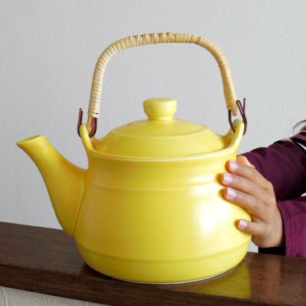 耐熱土瓶 黄色 8号 1400cc 直火OK!/常滑焼 日本製 白湯 さゆ