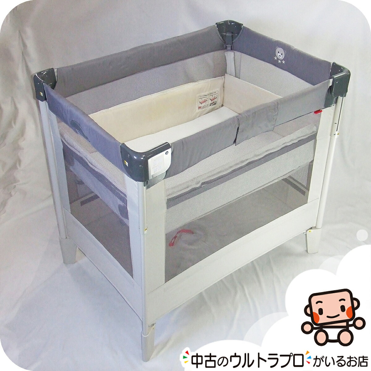 【お得っ!厳選中古】ベビーベッド アップリカ ココネルエアーAB Aprica COCONEL air 新生児から2歳 コンパクトにたためる【C.一般中古】【中...