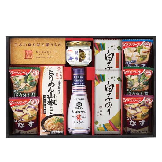 【クーポン有】 お歳暮 冬ギフト グルメ お歳暮 ギフト 【送料無料】 味香門和膳(みかどわぜん)アマノフーズ&キッコーマン和食詰合せ 調味料セット 御歳暮 冬...