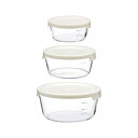 【今だけP最大47倍】 母の日 販促品 保存容器 【送料無料】 〈HARIО〉ハリオ 耐熱ガラス製保存容器 丸3個セット〈オフホワイト〉 保存容器 販促品 保存...