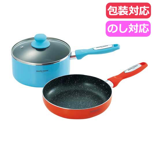 【P最大46倍】 内祝 ギフト ギフト フライパン 【送料無料】 マリ・クレール　カラーズ　アルミ片手鍋18cm＆フライパン20cm フライパン ギフト フライパン 7000円 人気 6000円台 敬老会 プレゼント イベント セール sal